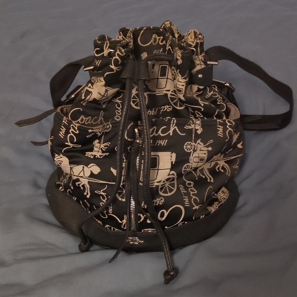 Coach Black and White Graphic Backpack/Body Bag